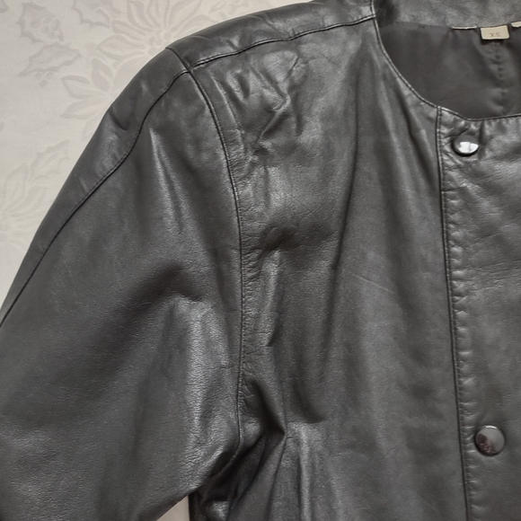 Leather ruched vintage trench dress  double breasted - Picture 16 of 16